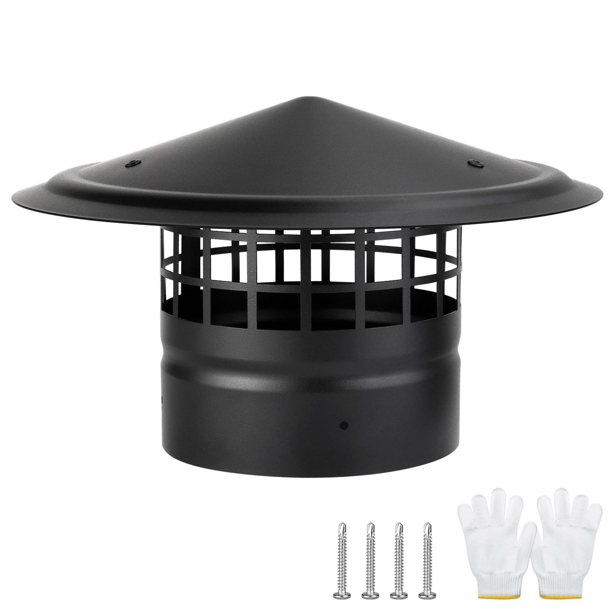 CLLOMAGY 6-inch round chimney cap with cone top blocks rain and debris while improving airflow