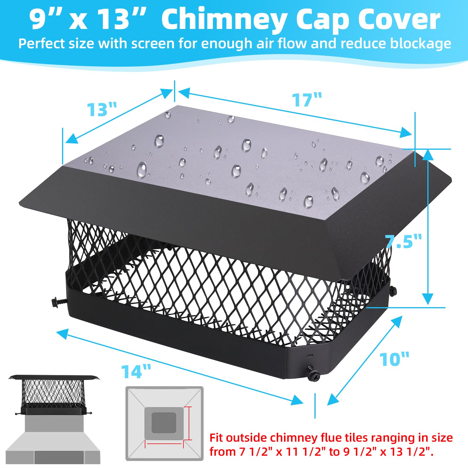 CLLOMAGY 9x13 hood blocks rain and snow while maintaining airflow.
