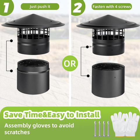 CLLOMAGY cone top cap blocks leaves rain and snow for cleaner venting