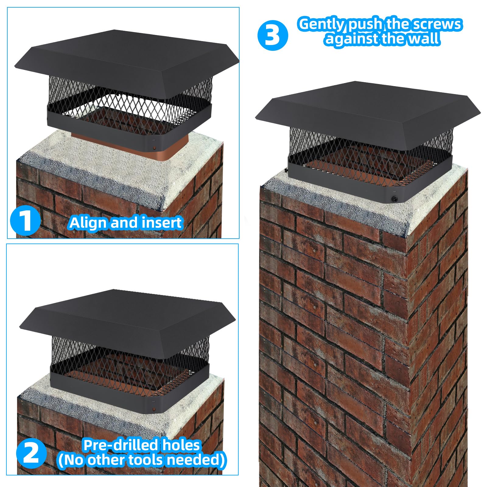 CLLOMAGY water-proof weather cap top view highlights durable galvanized steel.