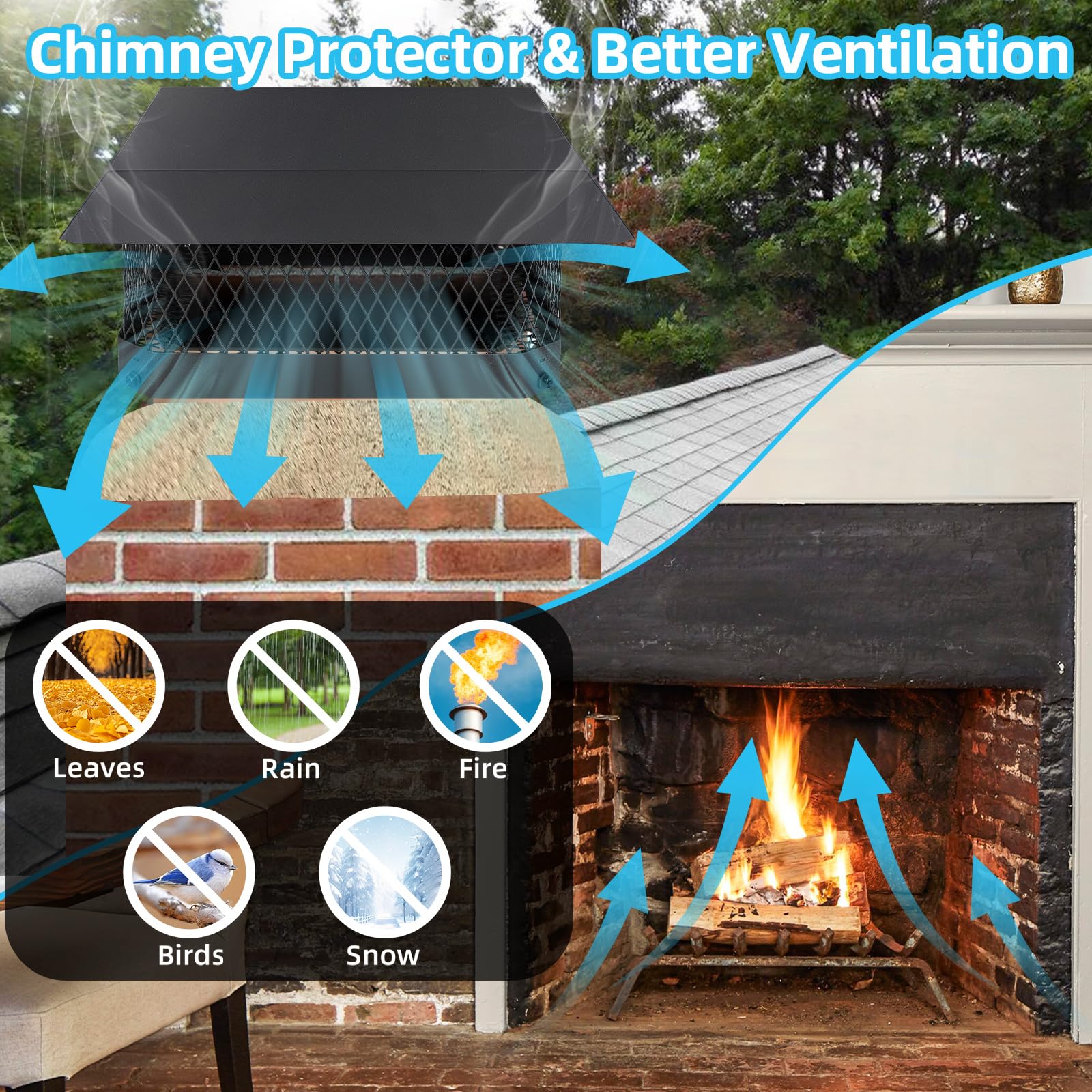 CLLOMAGY weather-resistant galvanized cap endures wind and snow without deformation.