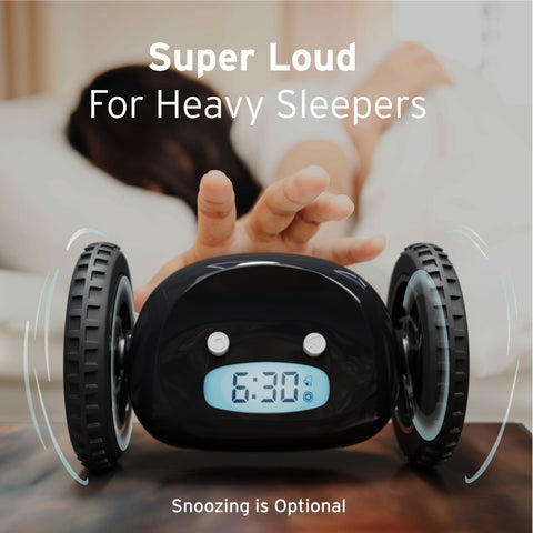 CLOCKY battery-powered no-snooze alarm clock design.