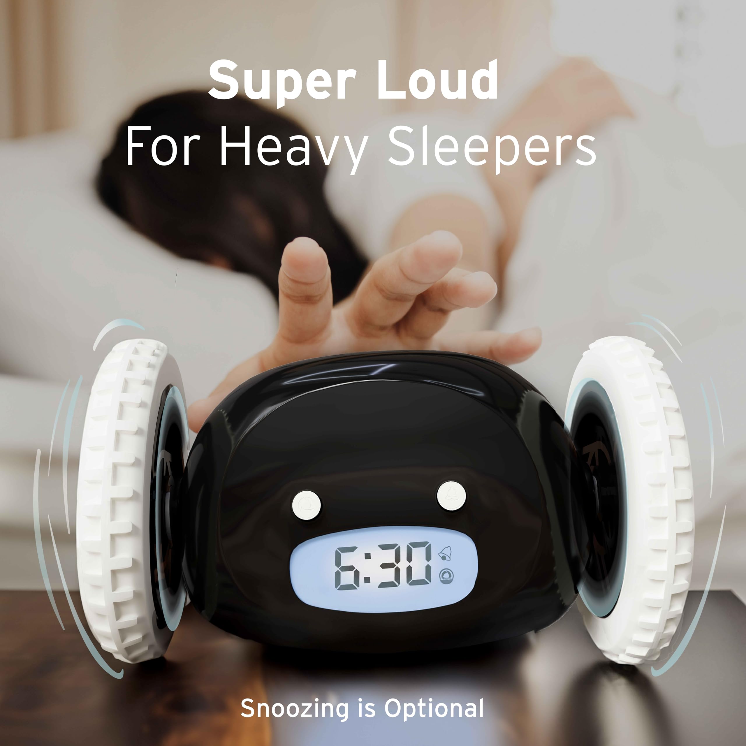 Clocky battery-powered operation with no wires for flexible placement.