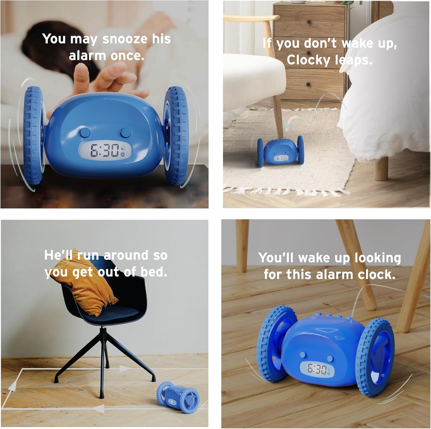 CLOCKY desk blue sleek design makes a bold, high-tech gift.