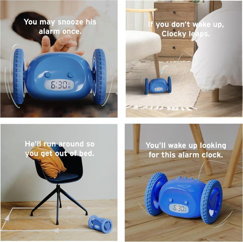 CLOCKY desk blue sleek design makes a bold, high-tech gift.