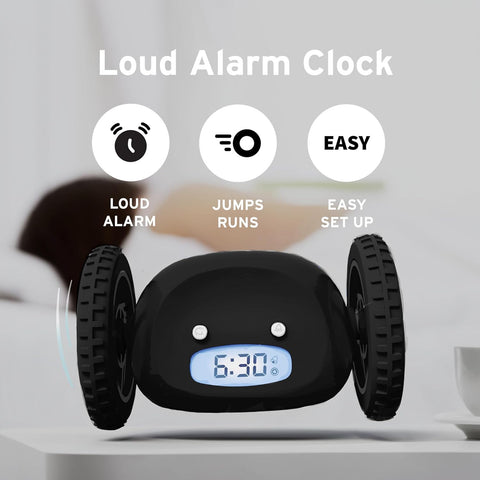 CLOCKY runaway alarm jumps from bed to start your day.