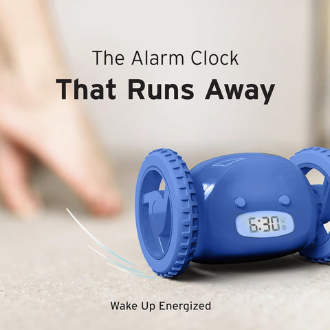CLOCKY wake-action blue light display signals an engaging morning routine.