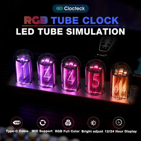 ClocTeck Nixie Tube Clock connected via wifi for easy time sync