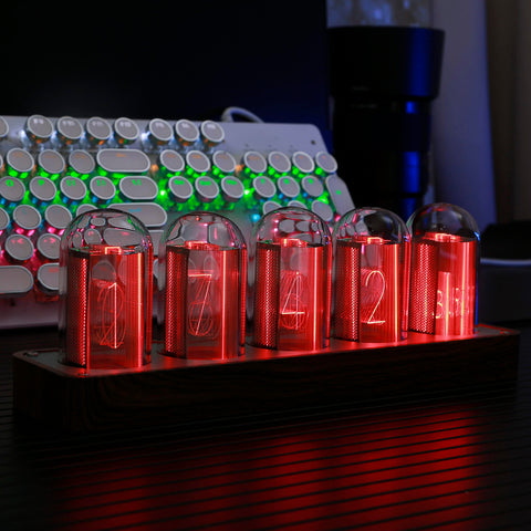 ClocTeck Nixie Tube Clock with RGB illumination enhancing ambient lighting