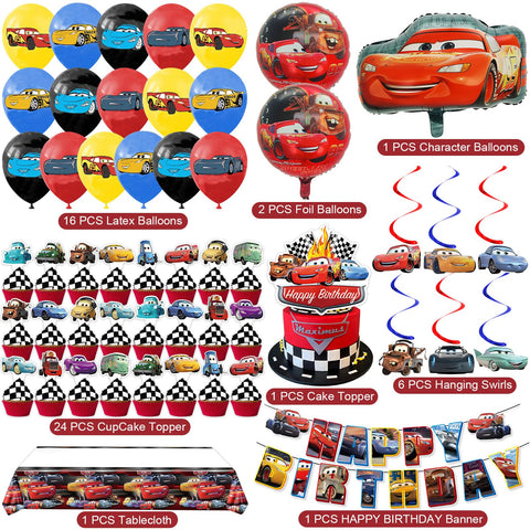 Cloira Cars balloon set adds colorful excitement for a Cars themed celebration