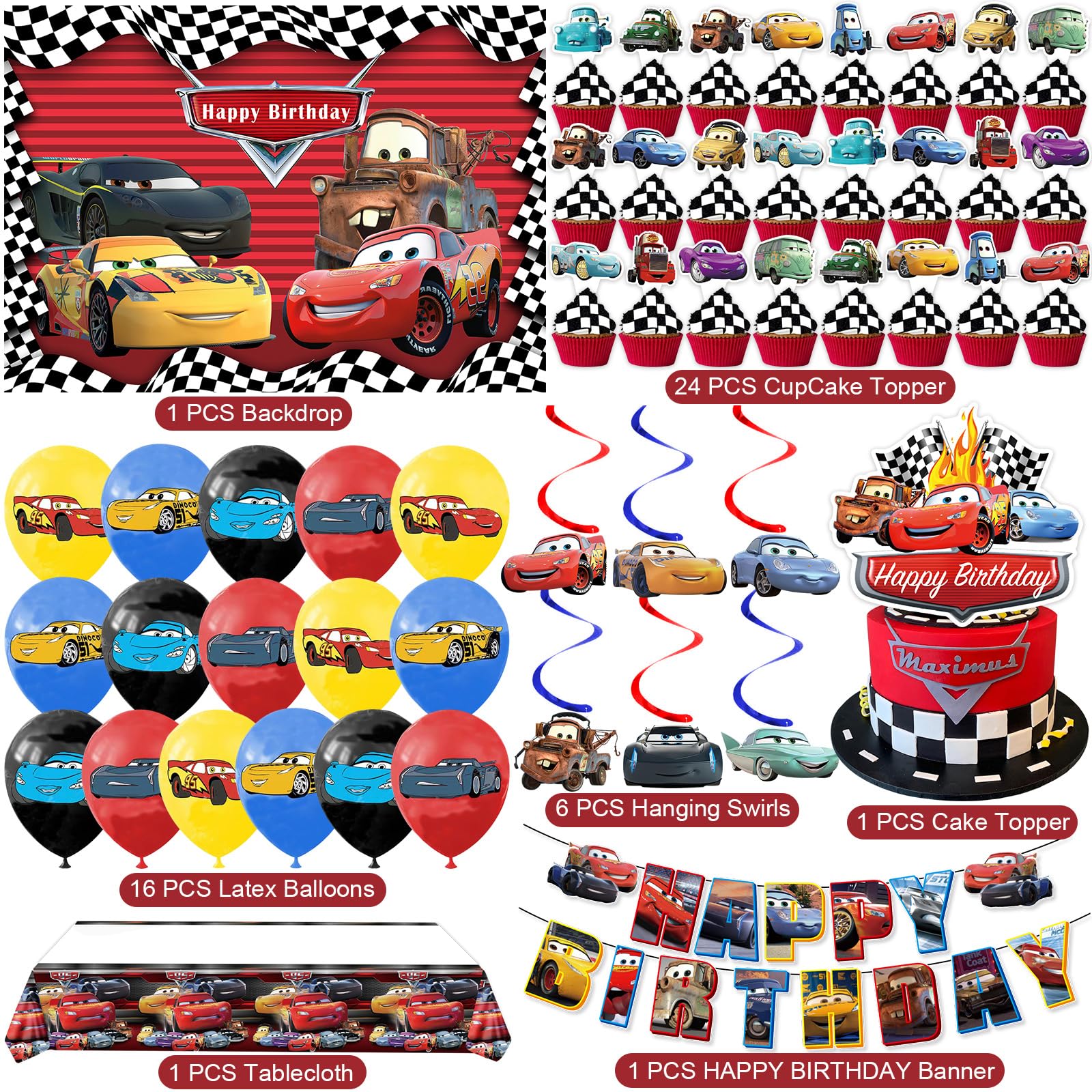 Cloira Cars backdrop creates a photo-friendly Cars theme setting.
