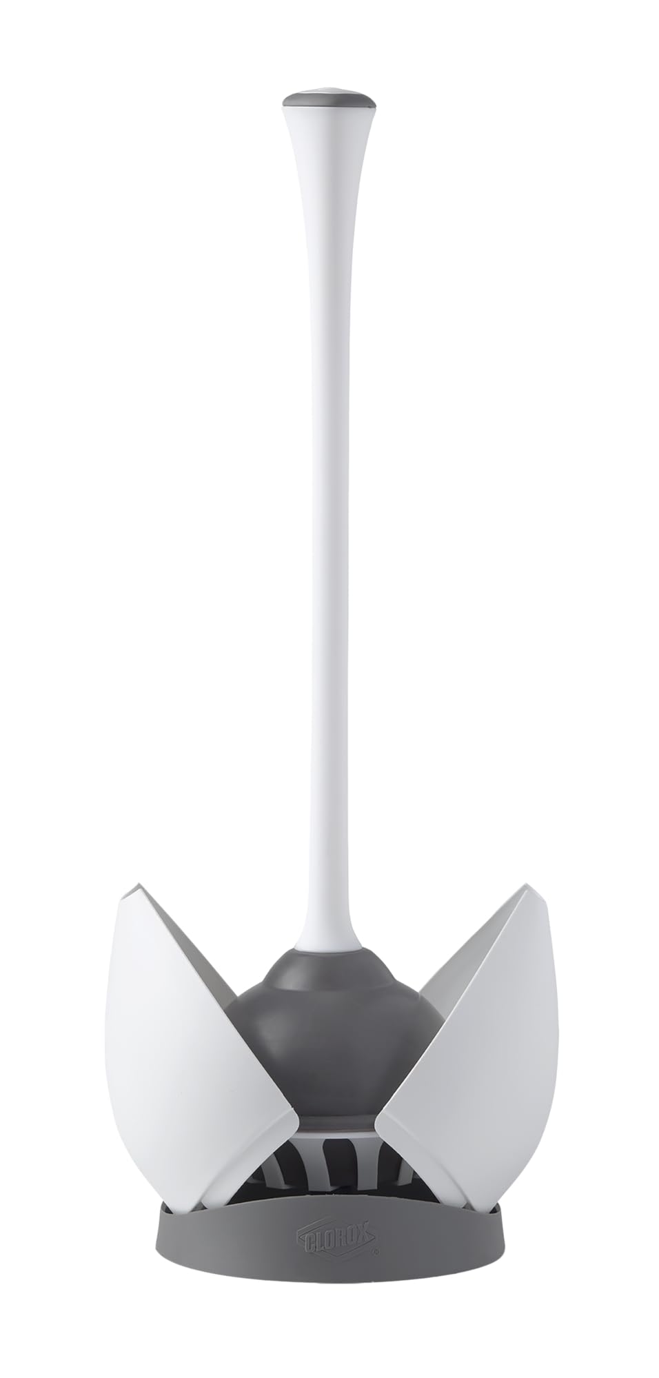 Clorox hideaway caddy opens automatically for fast access when the plunger is removed.