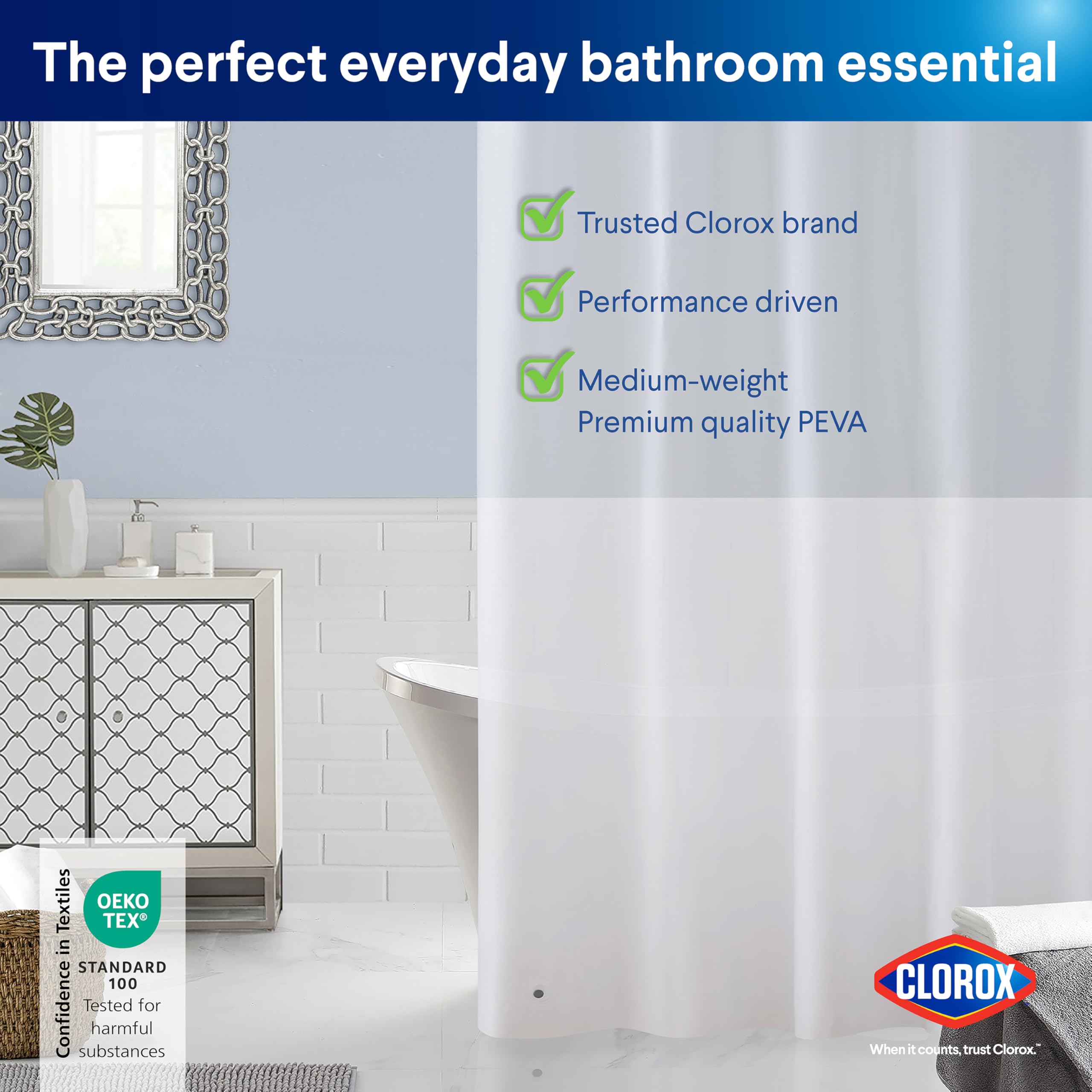 Clorox bathroom setup image shows practical liner use