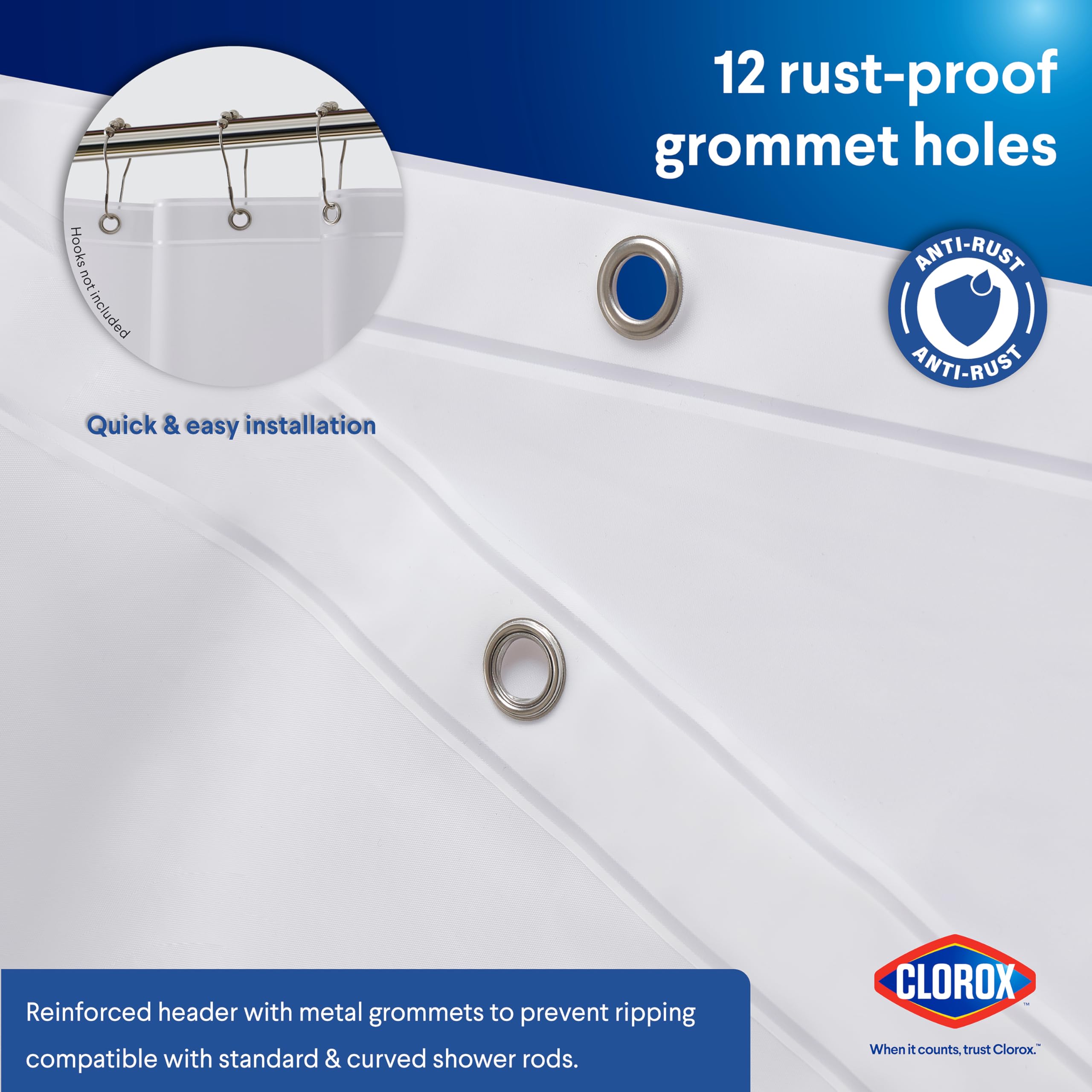 Clorox 72x72 standard size fits most showers