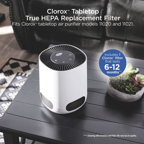 Clorox Tabletop 360-degree air purification for complete room coverage.