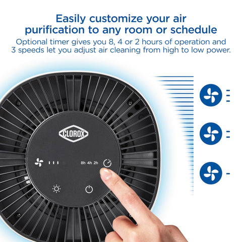 Clorox Tabletop Air Purifier auto mode maintains air care hands-free.