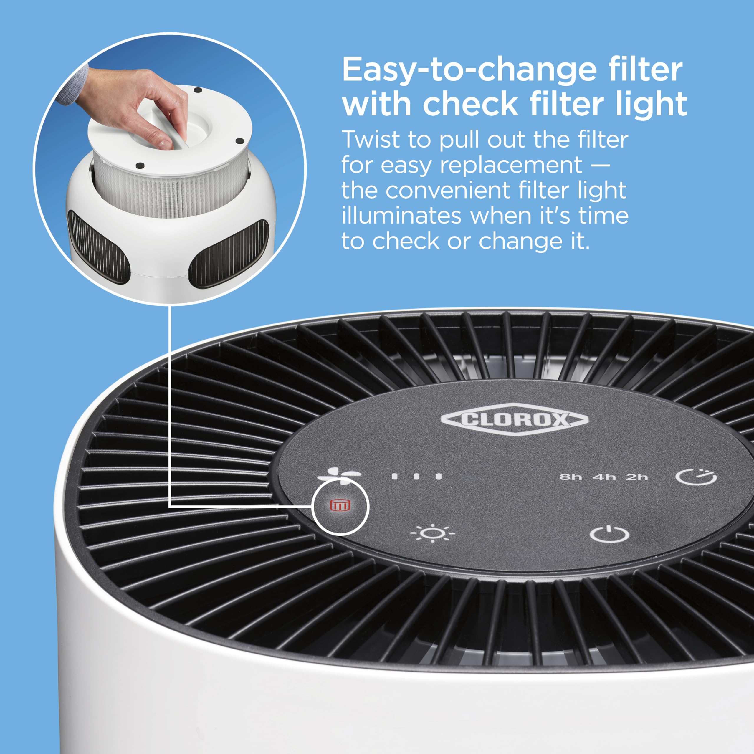 Clorox Tabletop Air Purifier guide and simple setup included.