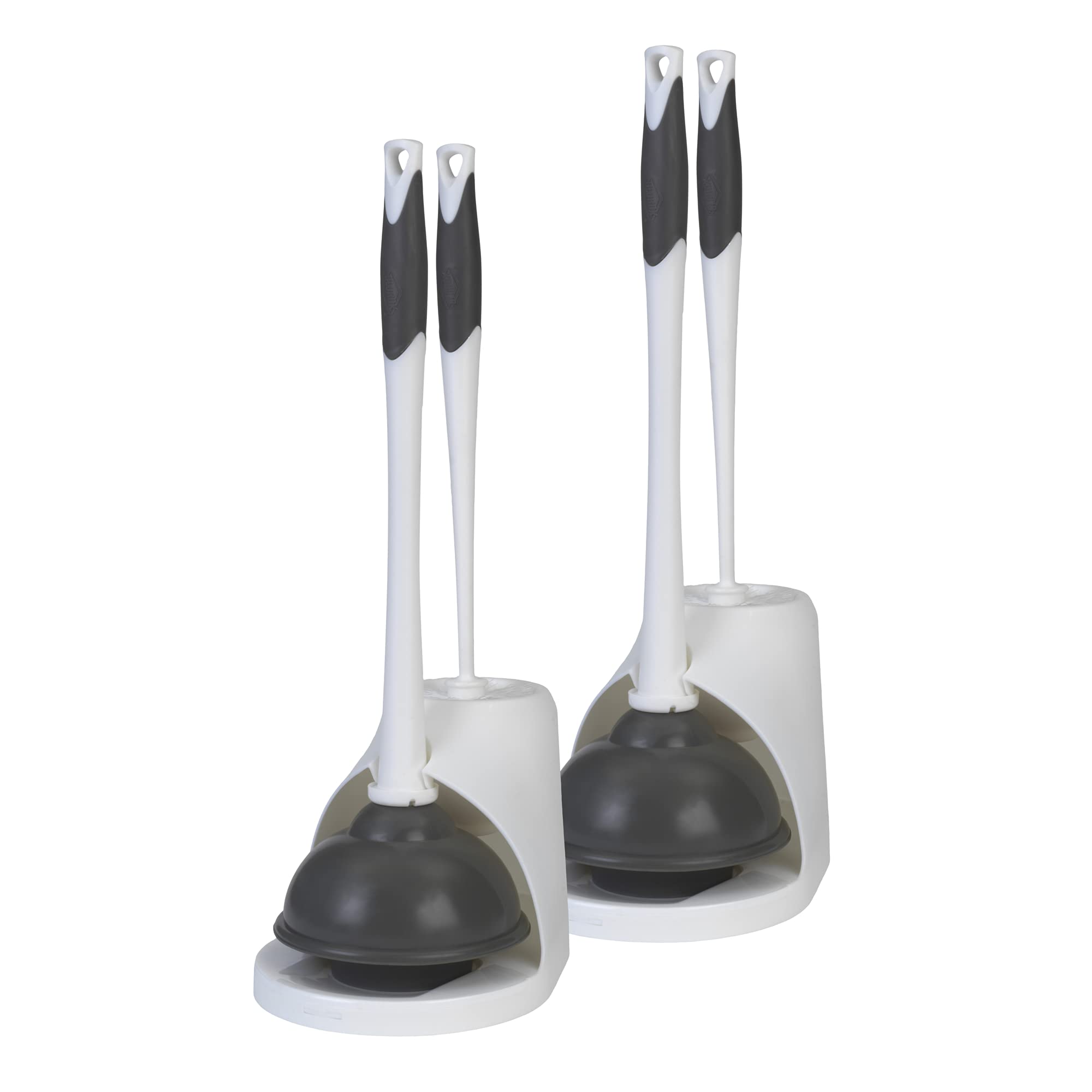 Clorox toilet plunger and bowl brush set with caddy for organized bathroom storage