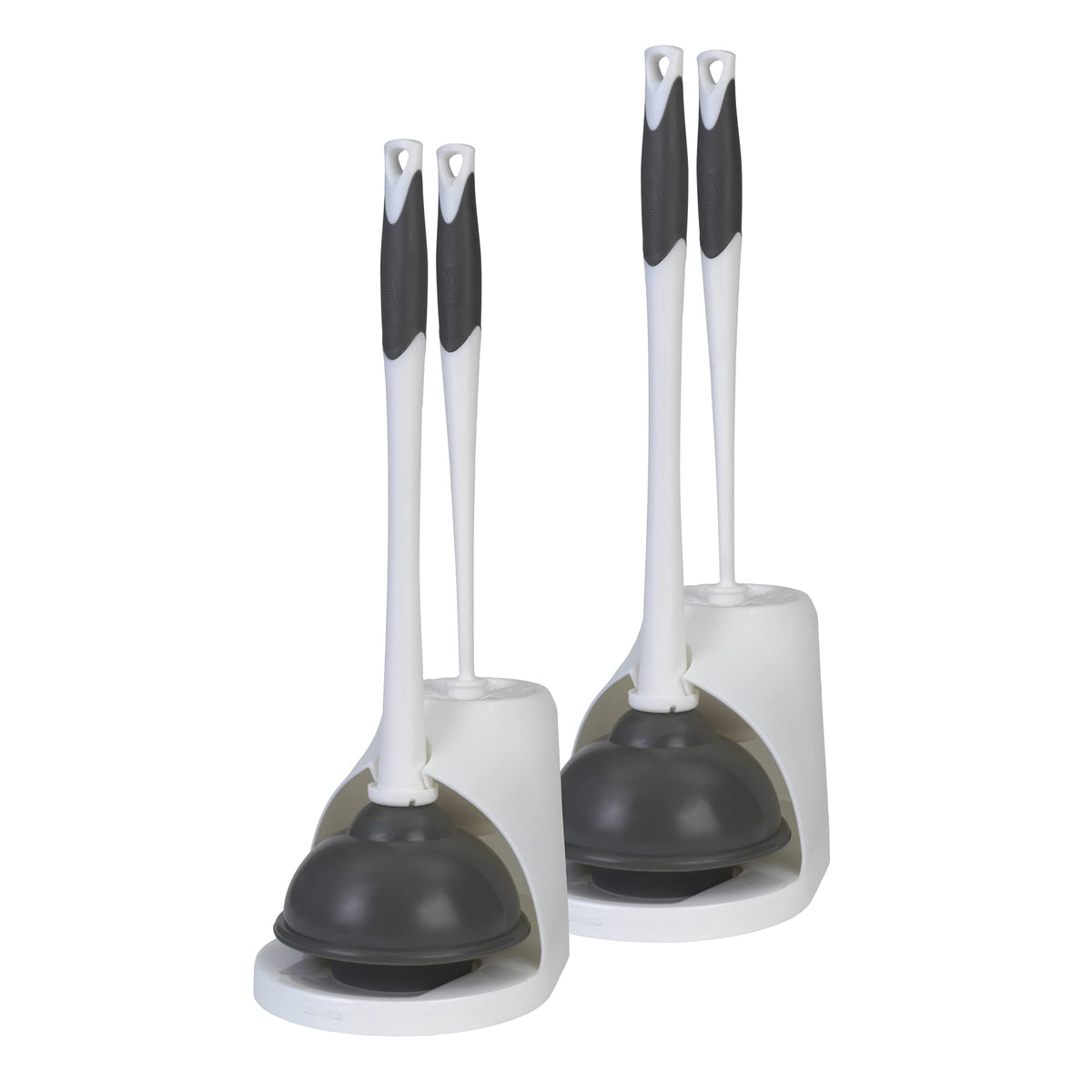 Clorox toilet plunger and bowl brush set with caddy for organized bathroom storage