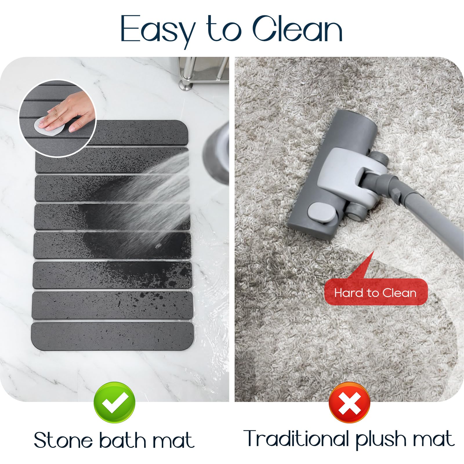 Closefriend durable stone bath mat with long-lasting mineral construction.
