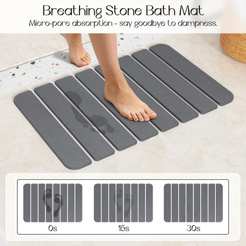 Closefriend fiber-free hygienic stone bath mat stays clean with minimal upkeep.