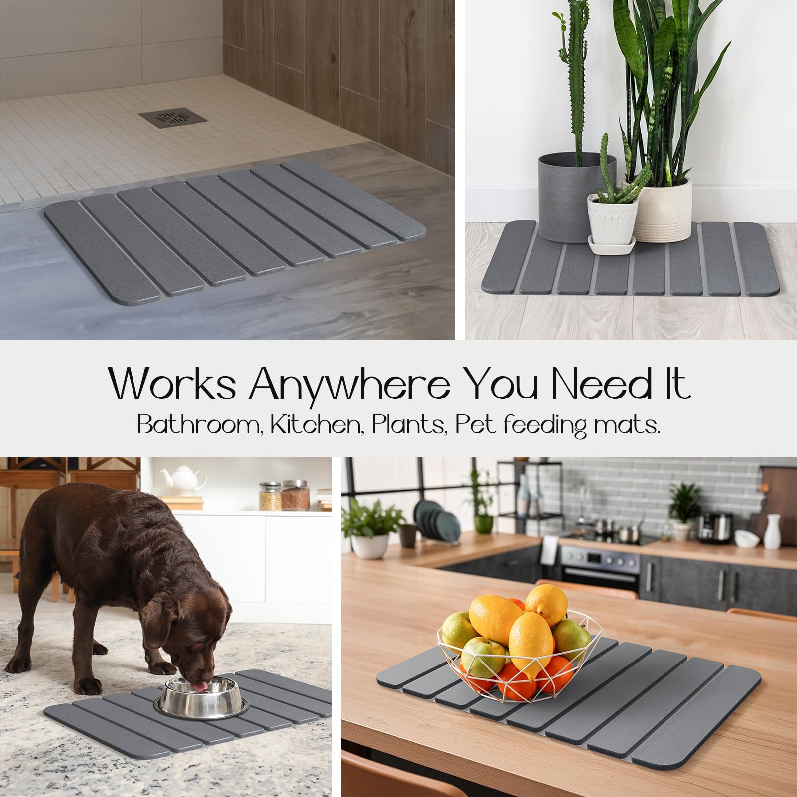 Closefriend multi-use stone mat suitable for bathroom, kitchen, and poolside.