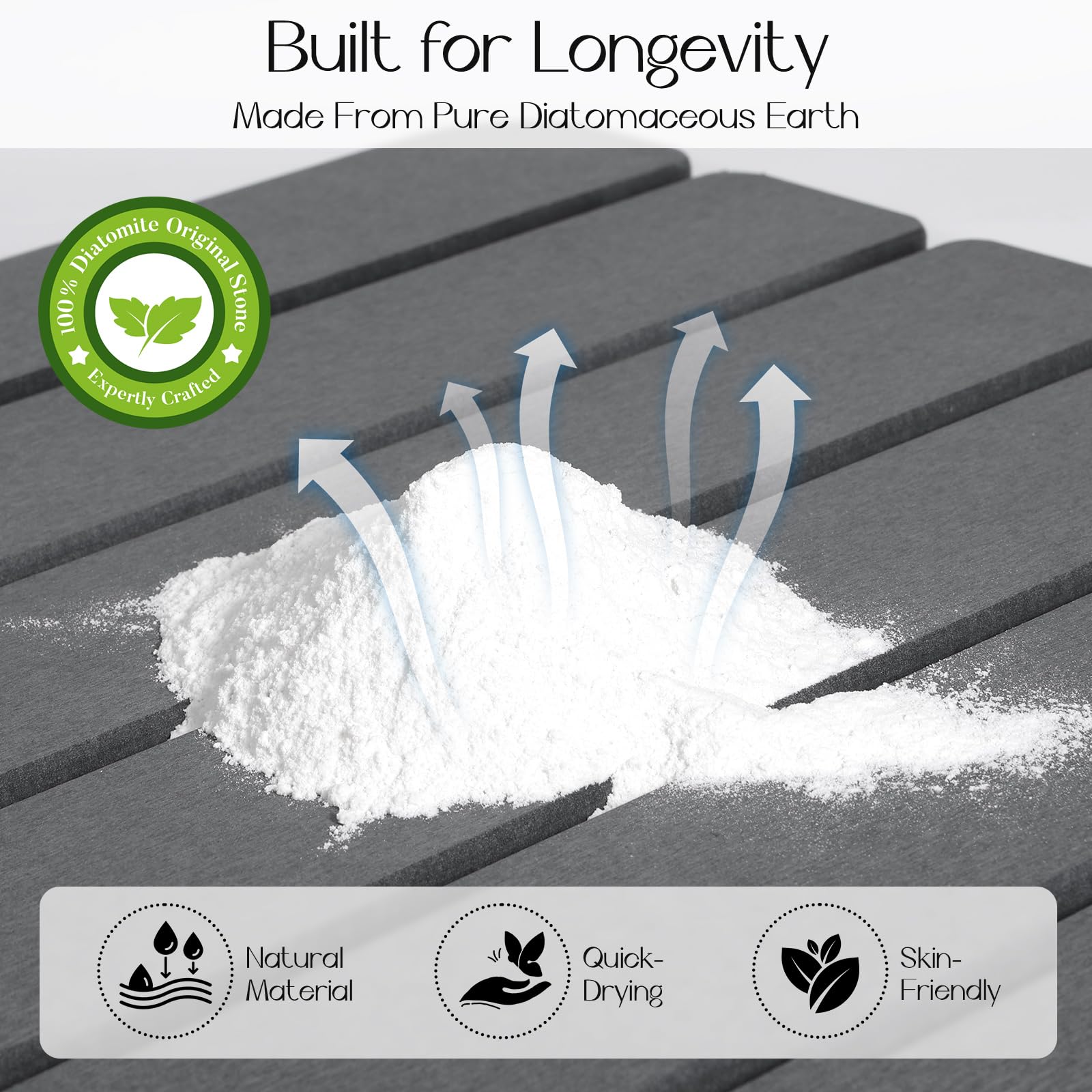 Closefriend quick-dry stone bath mat demonstrates rapid moisture absorption and quick drying.