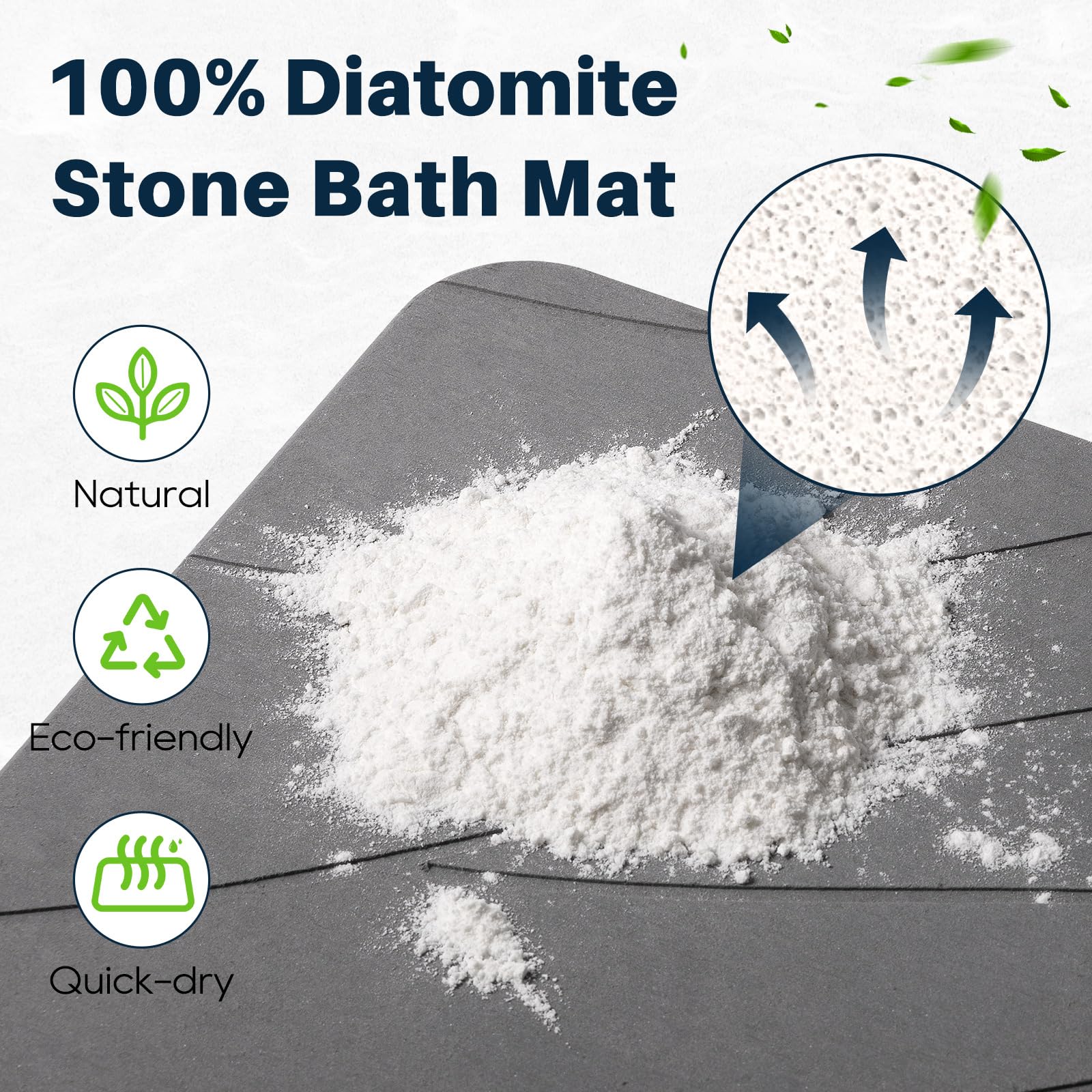 Closefriend stone bath mat with non-slip textured surface improves safety on tiles