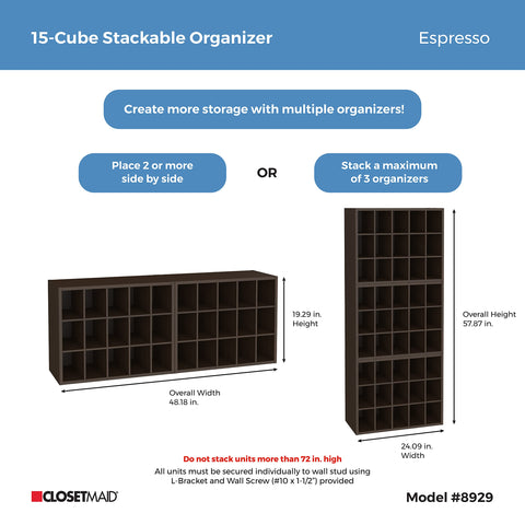 ClosetMaid 15-Cube includes hardware for easy assembly and stacking