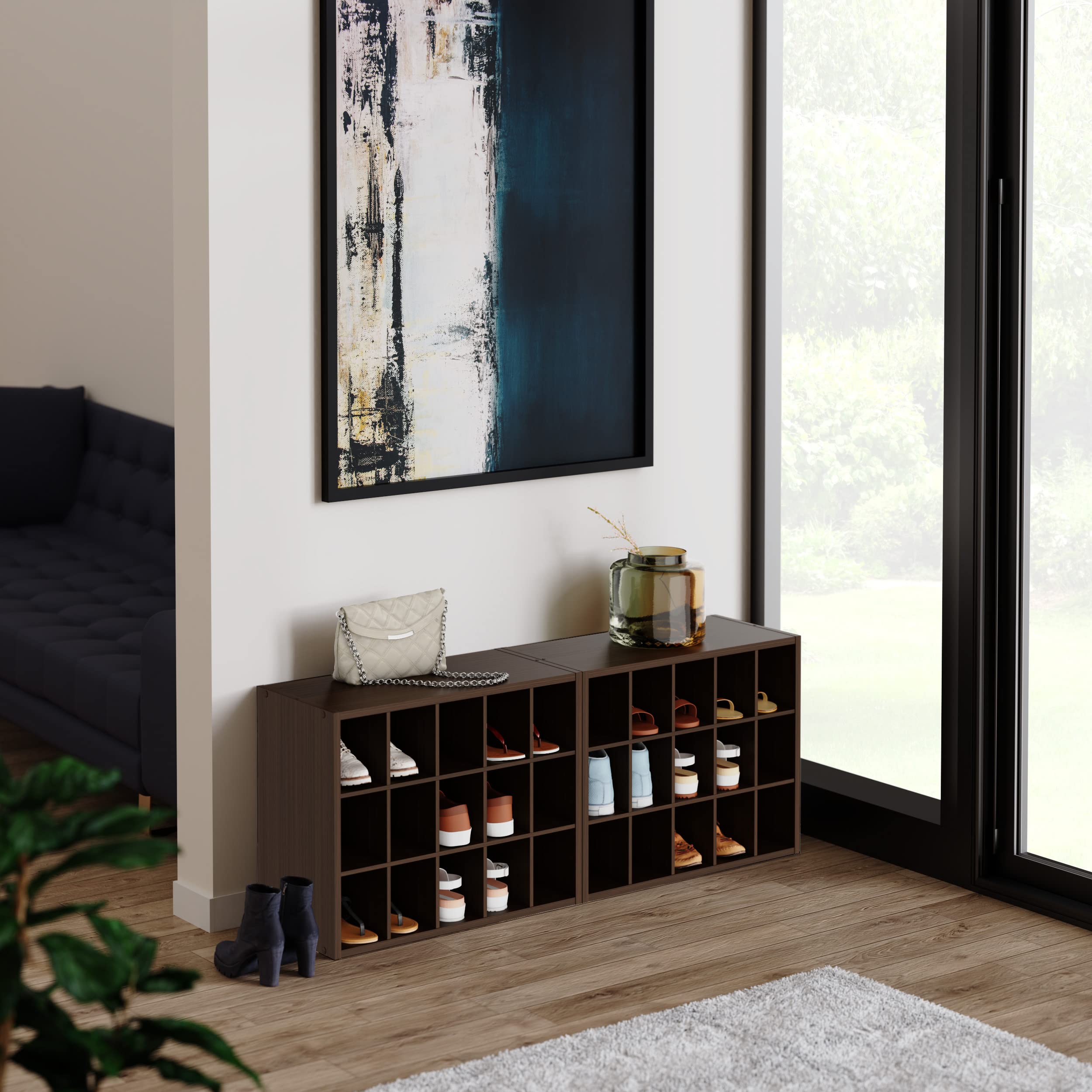 ClosetMaid 15-Cube Unit stores shoes and small items neatly