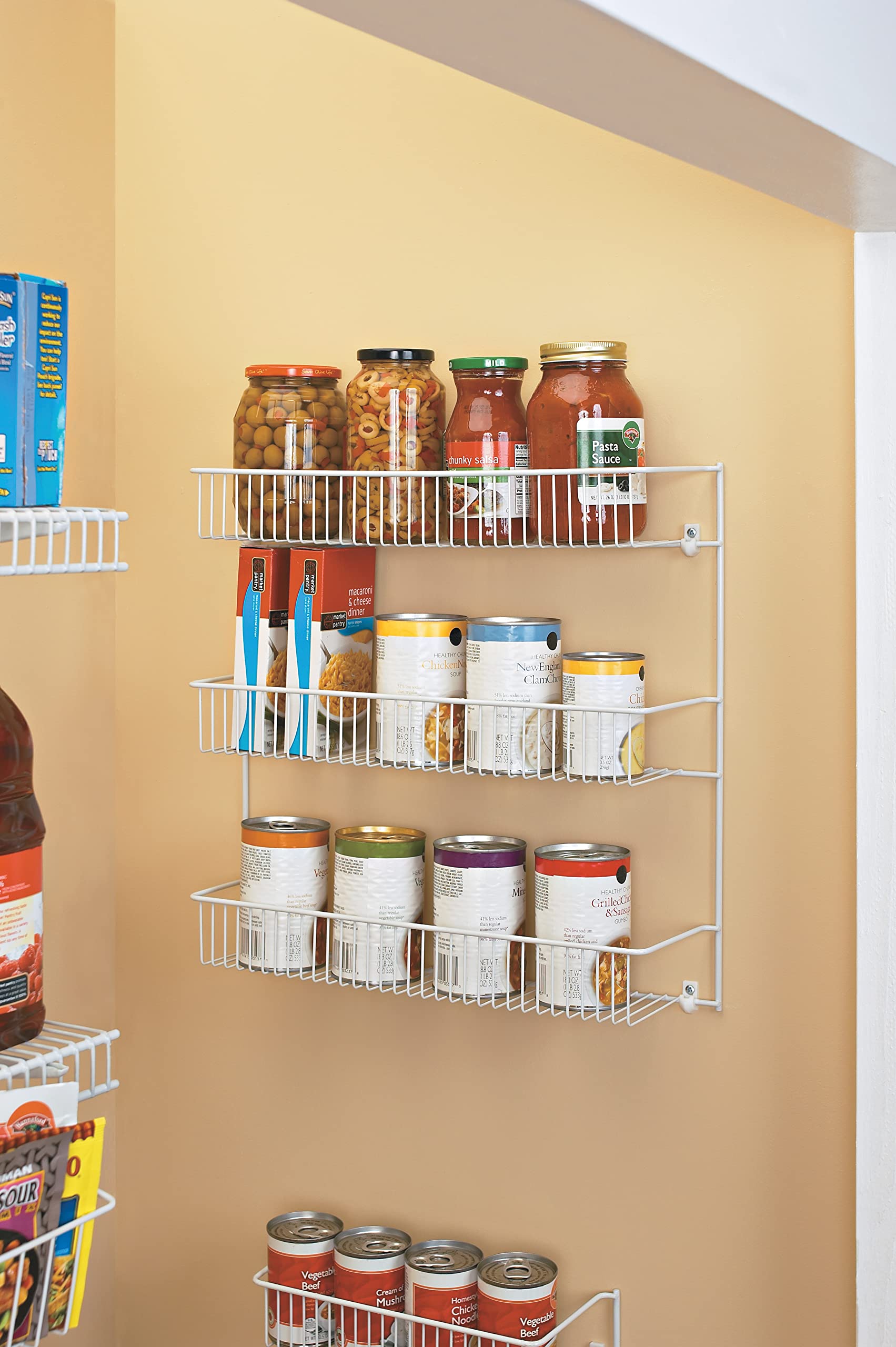 ClosetMaid 3-tier wall rack in bathroom for compact essentials