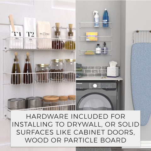ClosetMaid 3-tier wall rack installed on cabinet door for spices