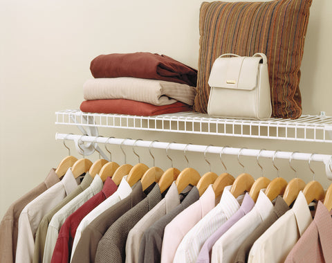 ClosetMaid 5631 fully assembled closet setup showcases extended hanging.