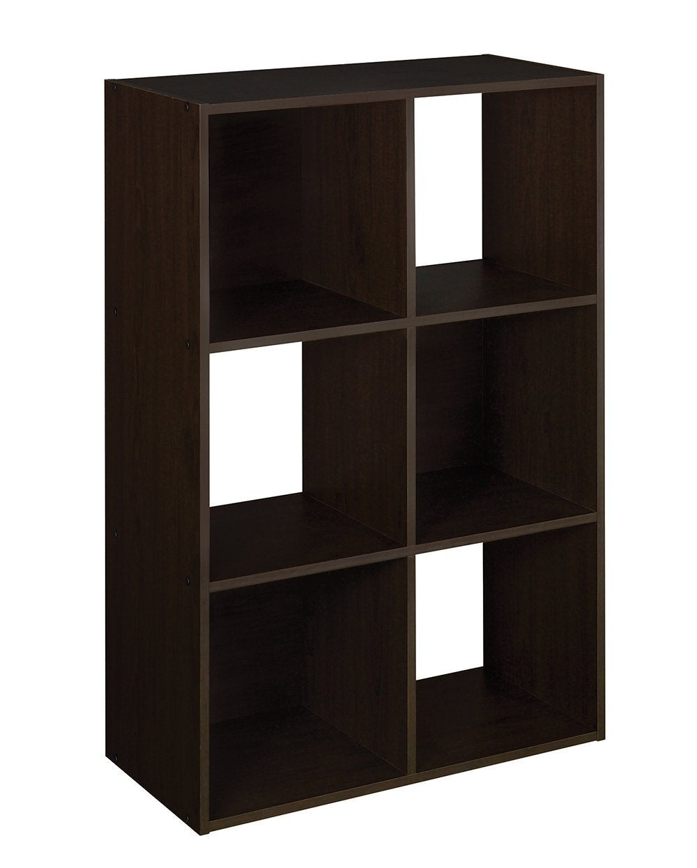 ClosetMaid 78815 6-cube espresso unit demonstrating tidy storage and compact footprint.
