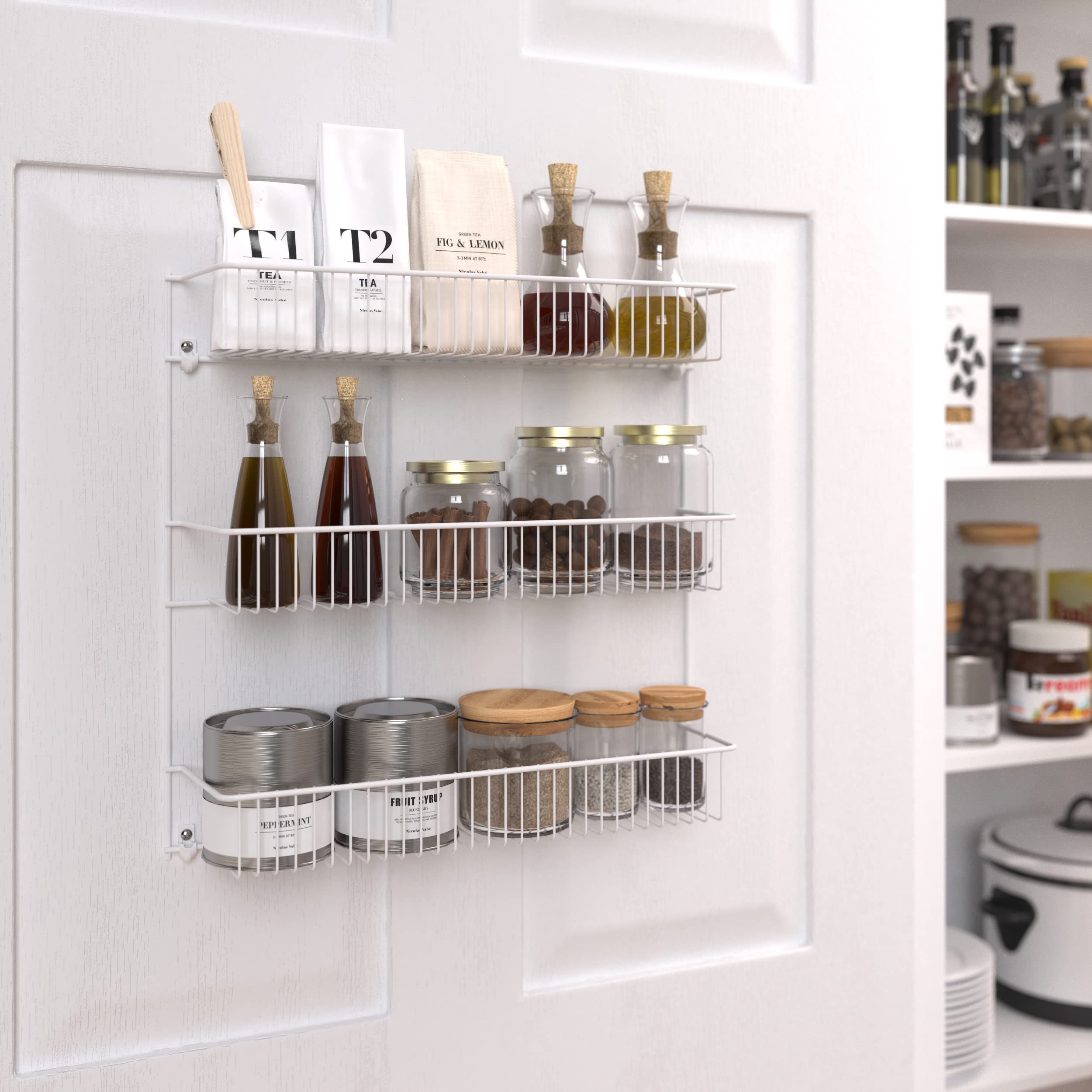 ClosetMaid white finish on rack blending with kitchen and bath spaces