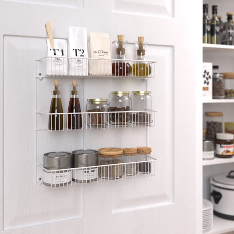 ClosetMaid white finish on rack blending with kitchen and bath spaces