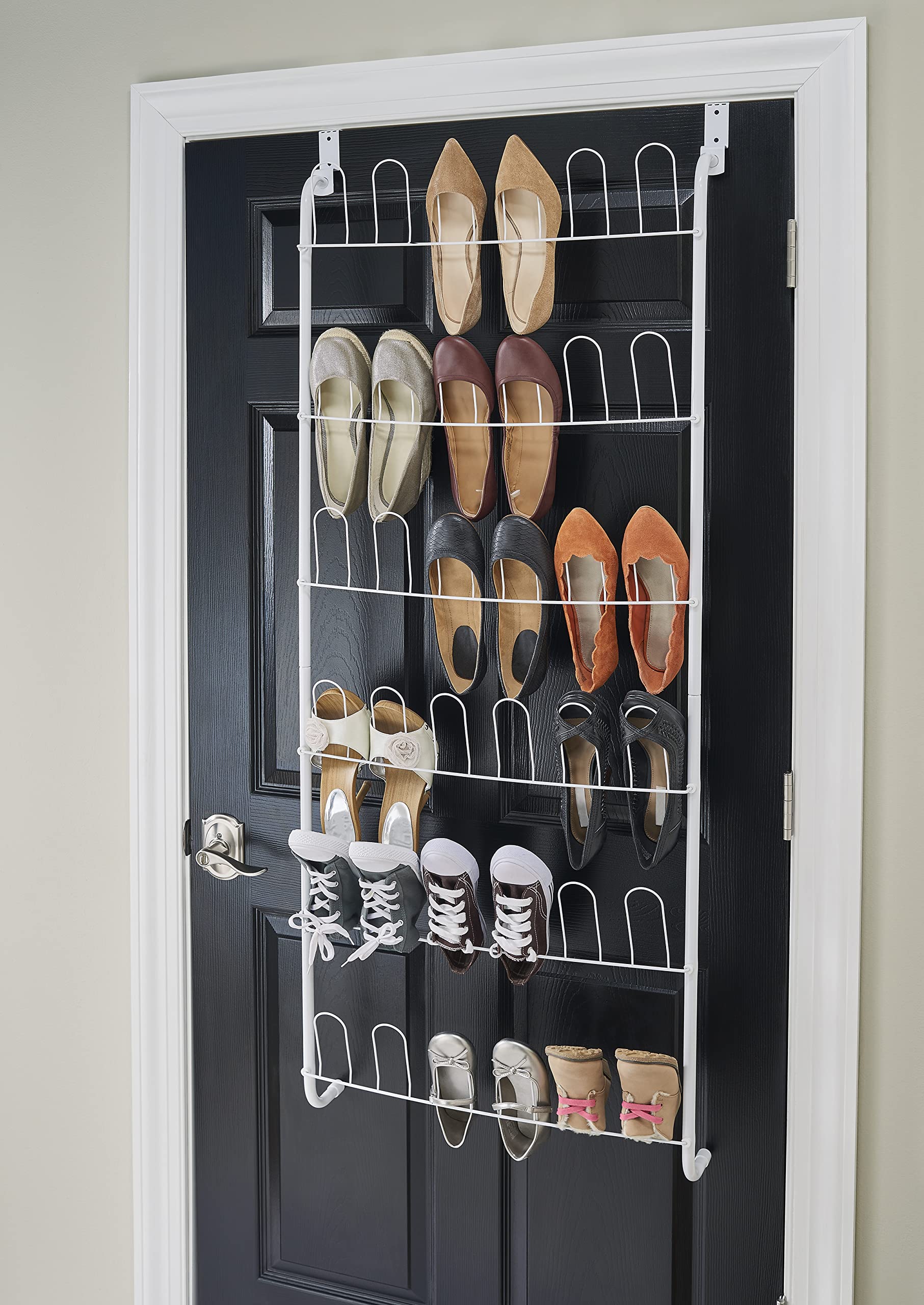 ClosetMaid 8040 with 18-pair slots keeps shoes organized and accessible.