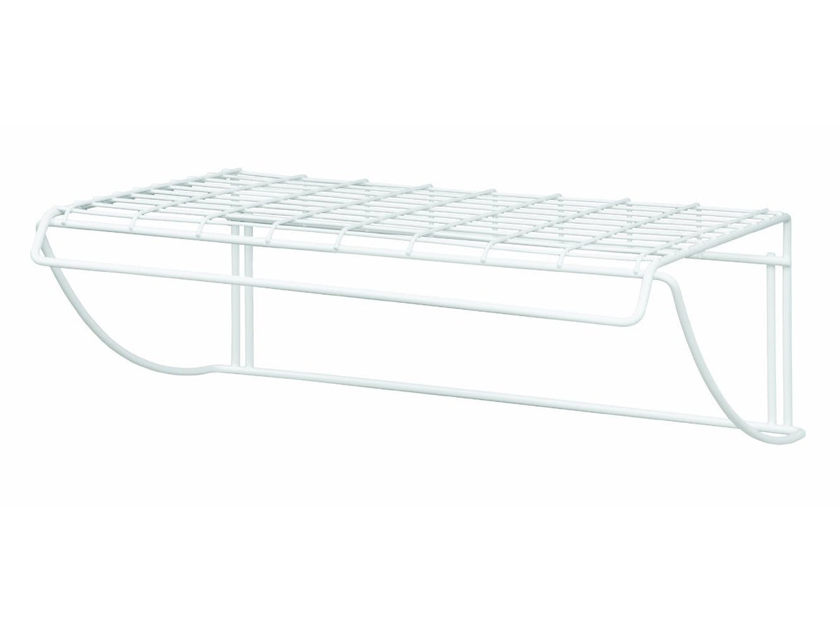 ClosetMaid 8278 laundry hanger shelf adds extra hanging space in laundry areas.