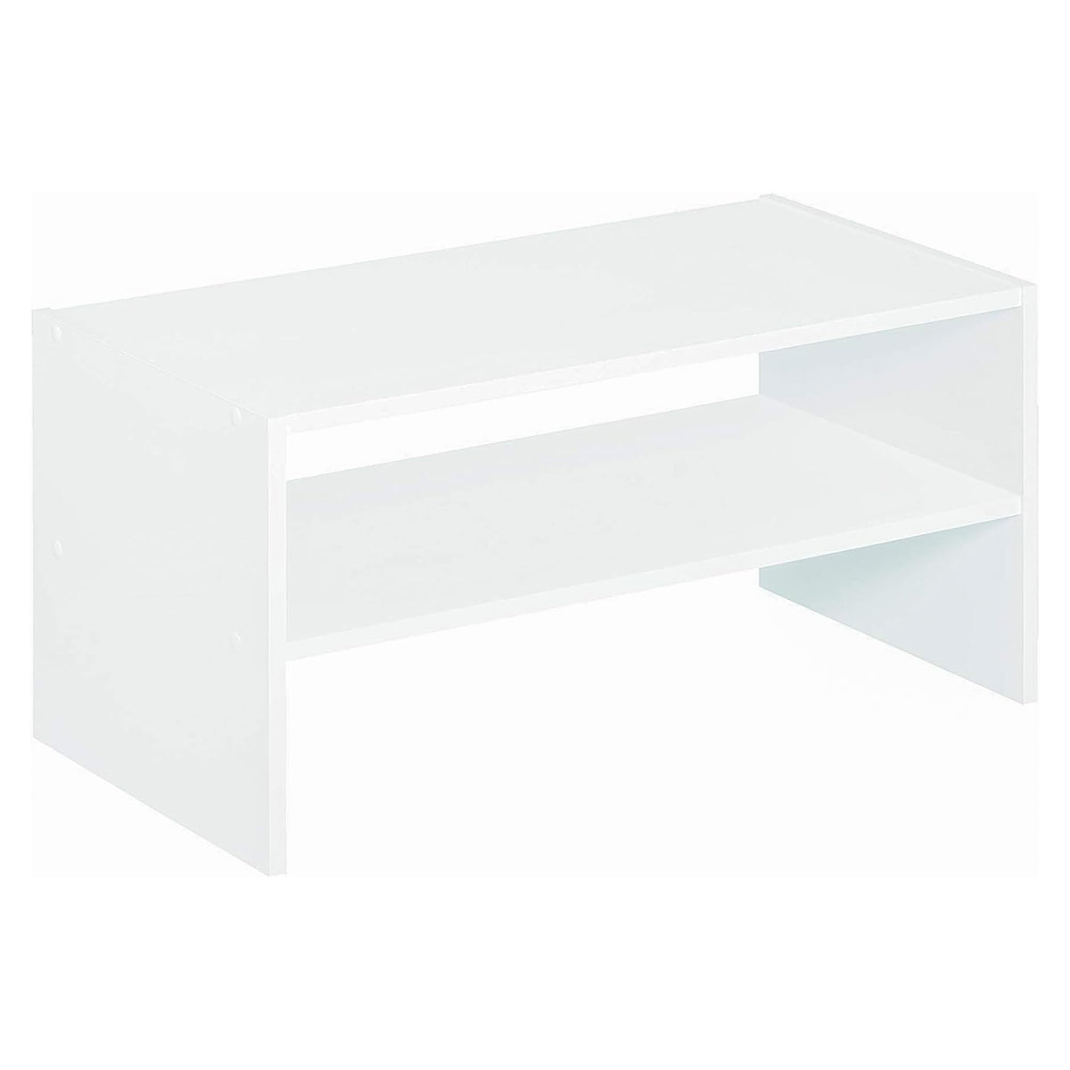 ClosetMaid 8993 white stackable organizer showing a 24-inch wide shelf for extra closet storage