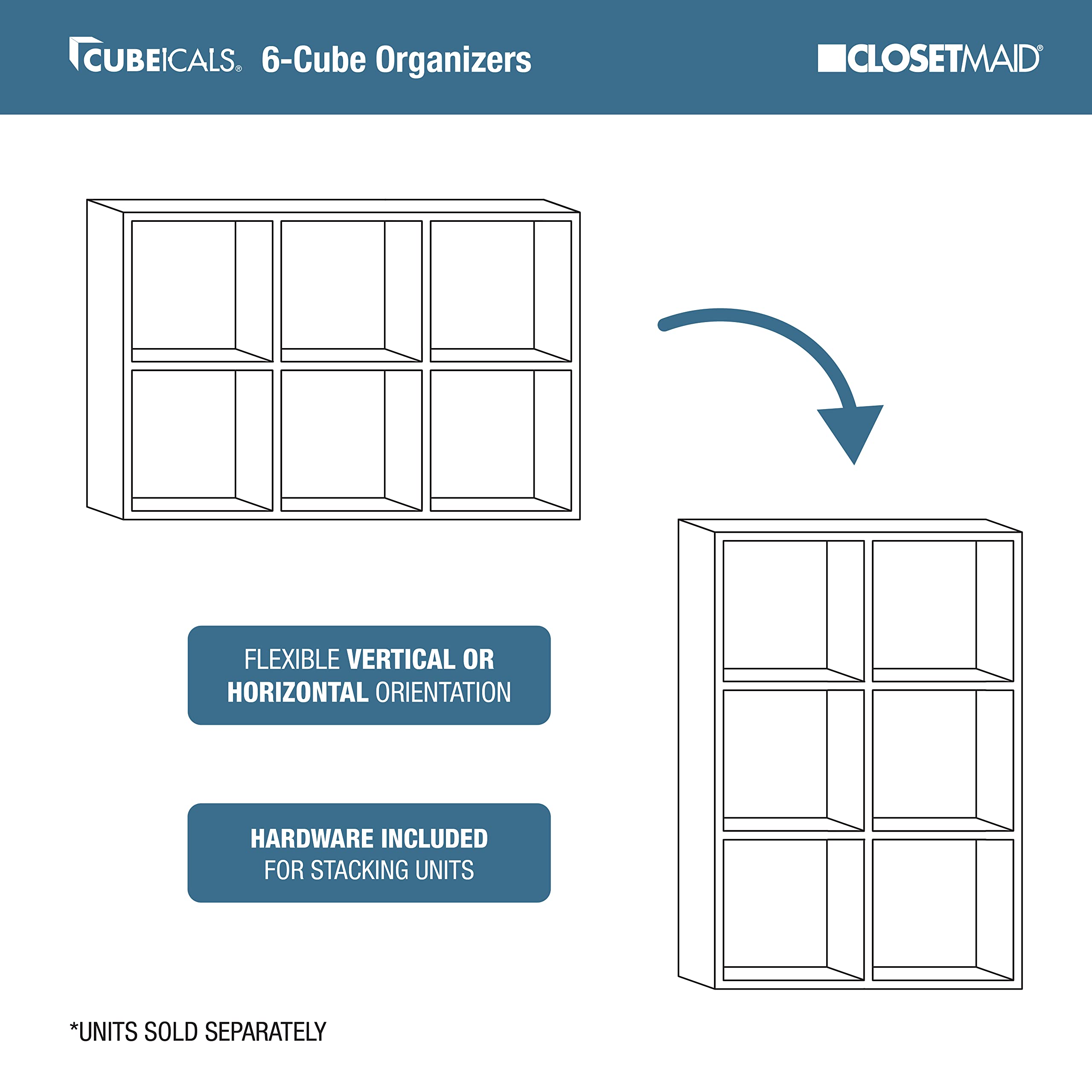 ClosetMaid Cubeicals Horizontal Vertical Layout offers versatile placement options