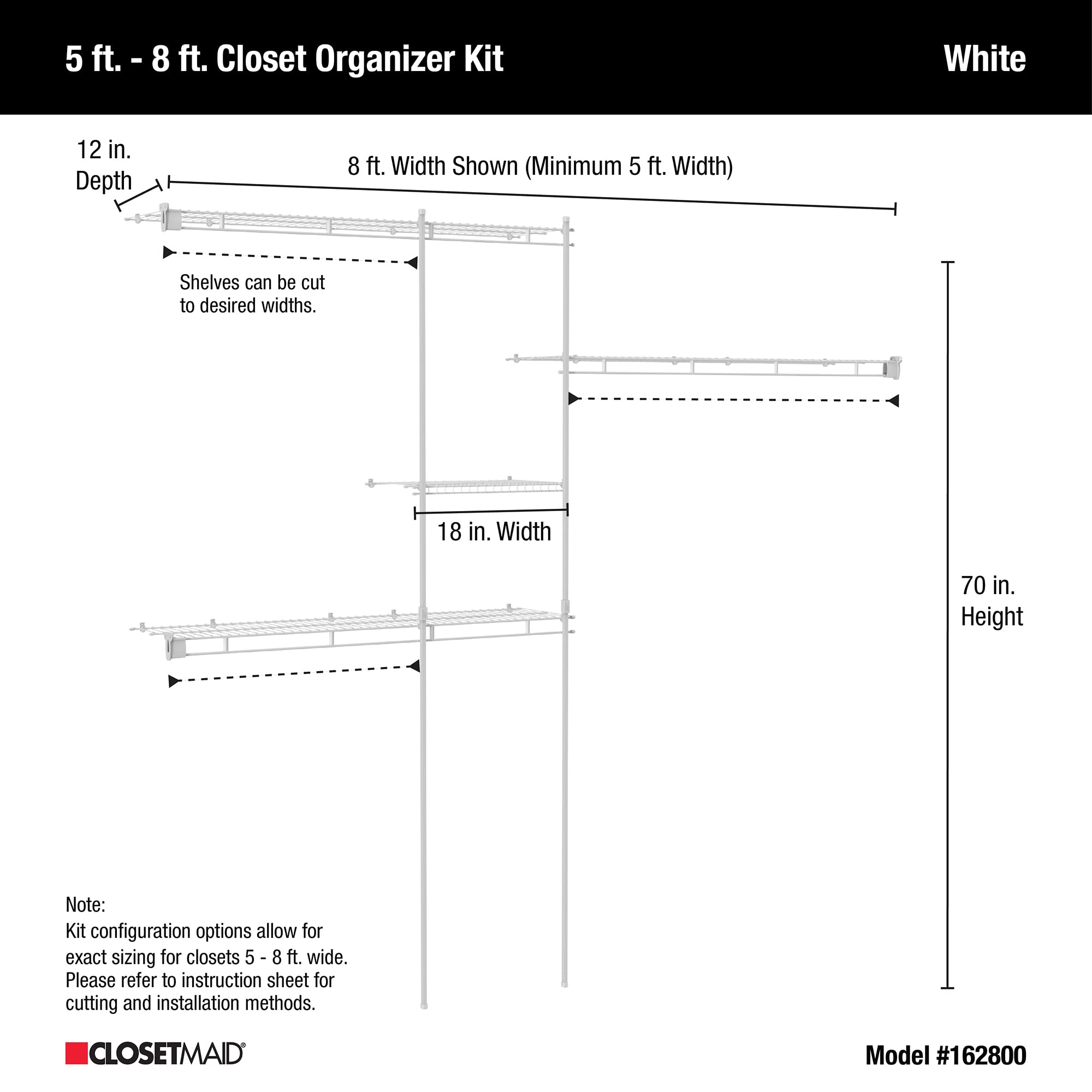 ClosetMaid installation hardware included for quick setup