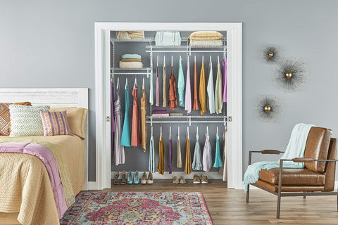 ClosetMaid ShelfTrack keeps closet layouts tidy and organized.