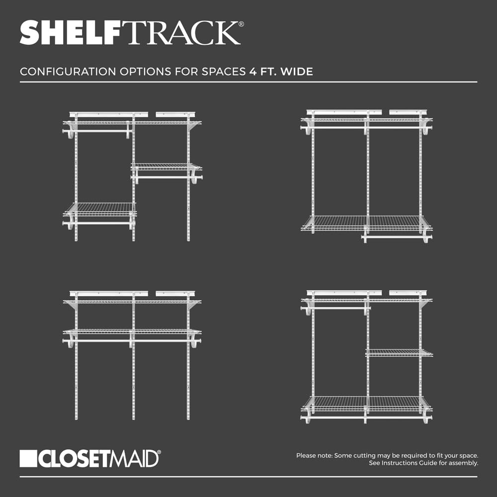 ClosetMaid durable vinyl finish protects shelves in busy closets.