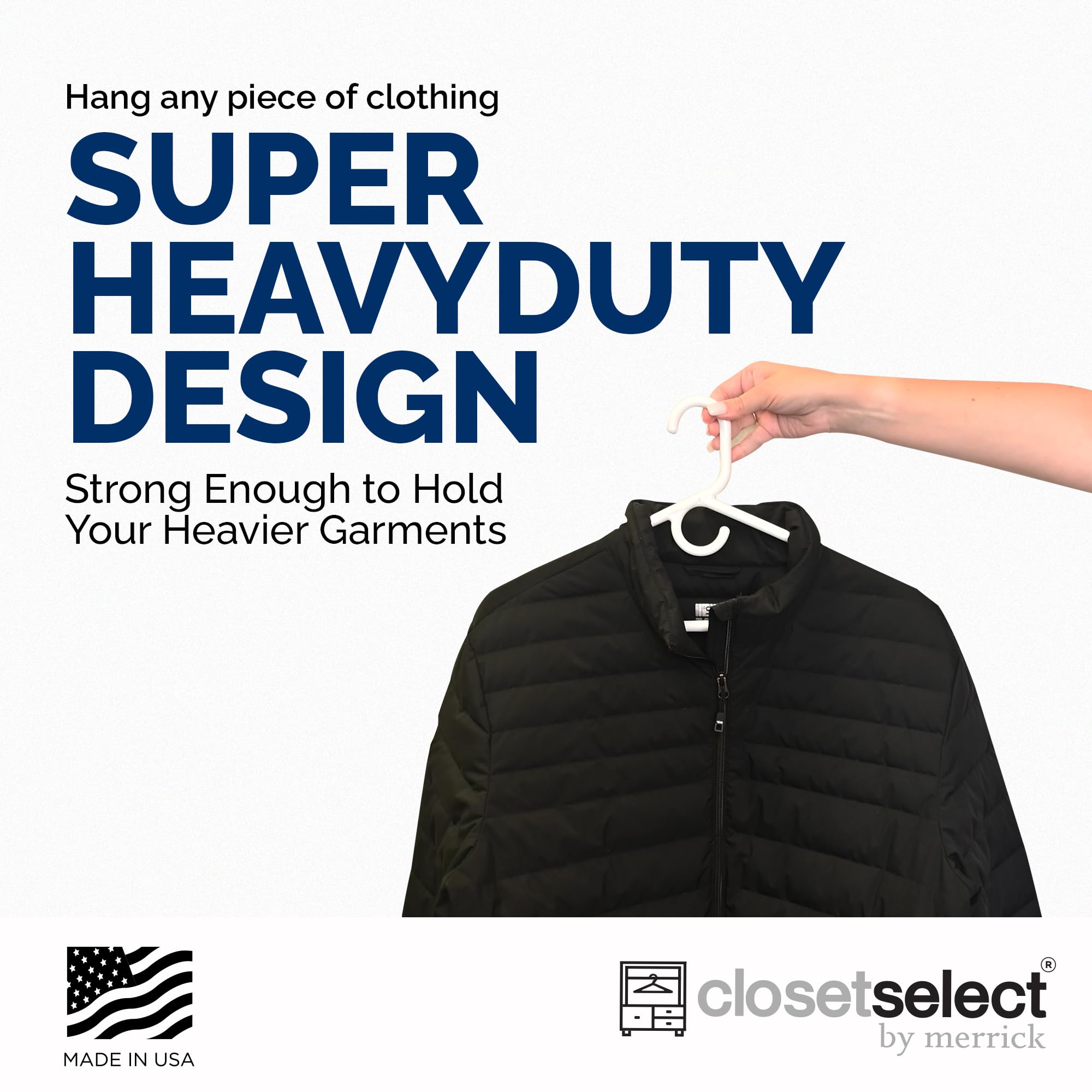 ClosetSelect jacket and coat hanger for sturdy daily use.