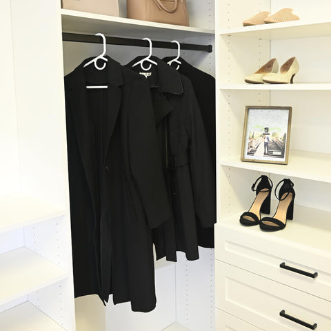 ClosetSelect polypropylene hanger offers durable strength for bulky clothes.