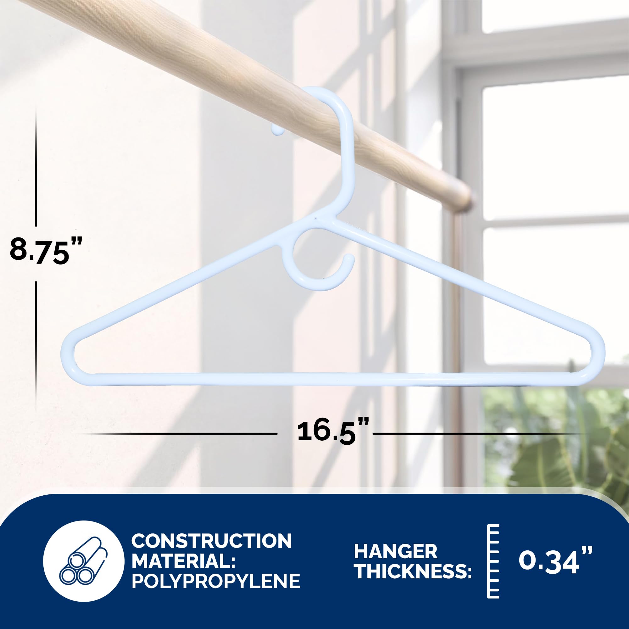 ClosetSelect white hanger for pants keeping bulky garments aligned