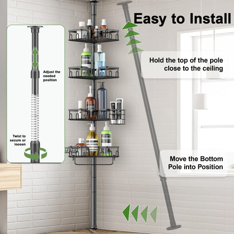 Clothink Corner Shower Caddy clip buckle ensures stable installation