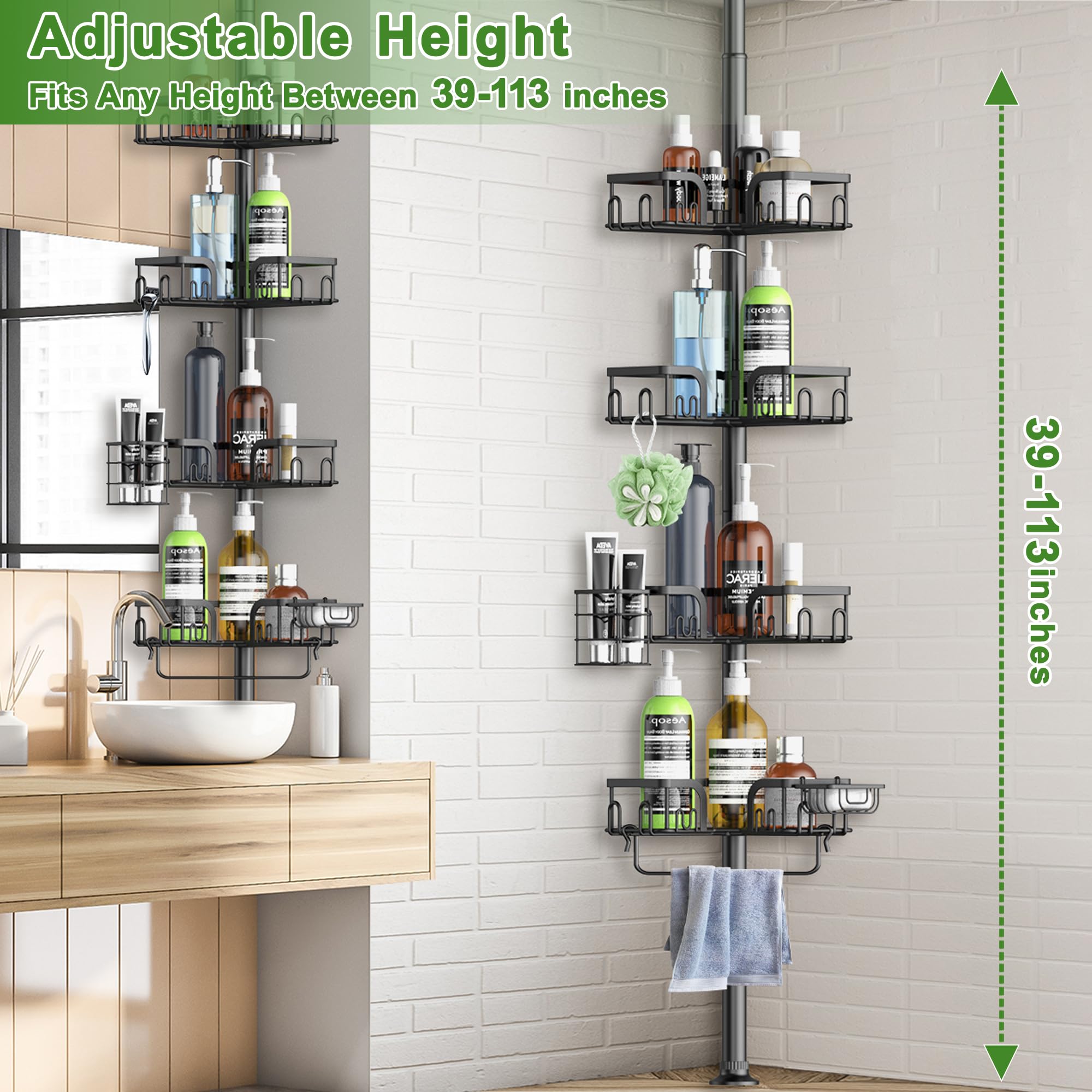 Clothink Corner Shower Caddy drainage design keeps water away from shelves