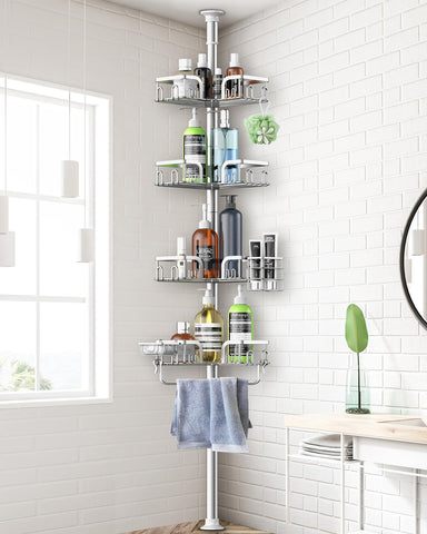 Clothink corner shower caddy four-tier baskets for organized bathroom storage