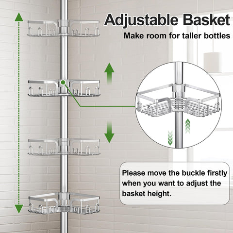 Clothink corner shower caddy height adjustable pole for flexible installation